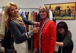 Ashley Borders, Paula Fogarty, Paige Striebig (left to right), Fitting for Goodwill Fashion Show