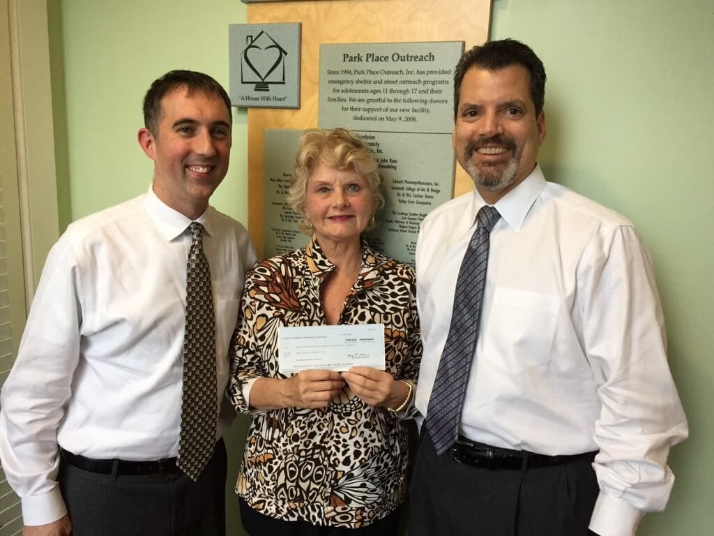 Bank of America Donation to Park Place Outreach (LEFT TO RIGHT) Todd Cellini, Linda Hilts and Chris Sotus