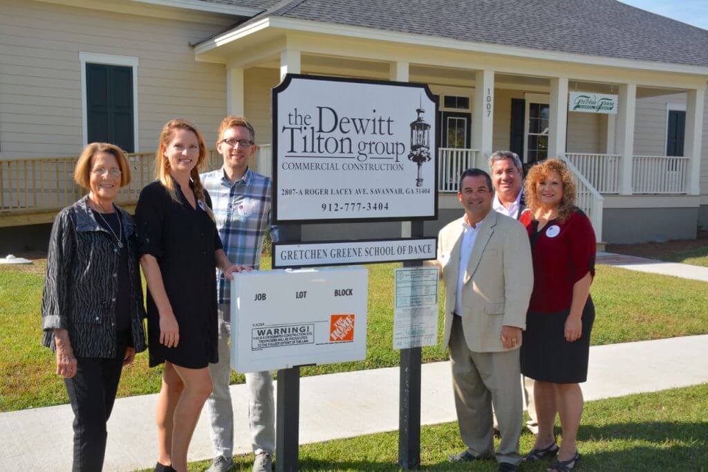 left-to-right-gretchen-greene-trina-dodd-and-travis-dodd-of-the-gretchen-greene-school-of-dance-stand-beside-chris-tilton-andrew-dewitt-and-kim-thomas-of-the-dewitt-tilton-group