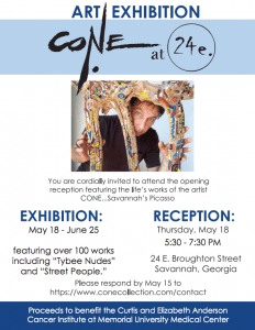 Flyer for The Cone Collection Exhibit Benefitting Anderson Cancer Institute