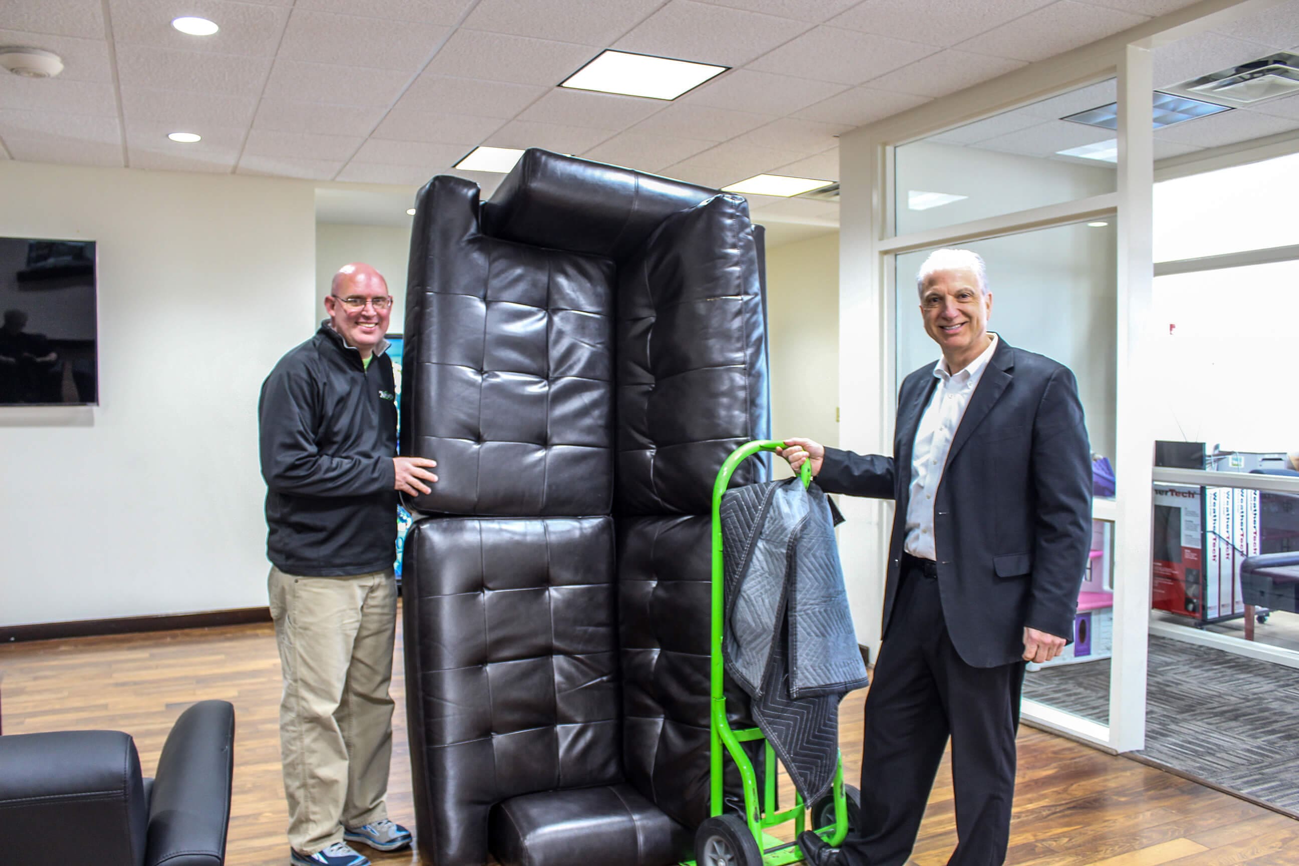 Peacock Automotive donates used furniture.